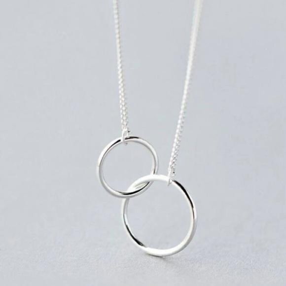 Jewelry - NEW 925 STERLING SILVER DOUBLE CIRCLE NECKLACE